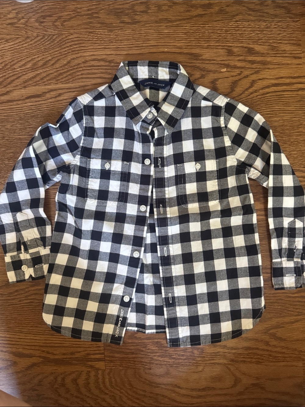 Janie and Jack Black & White Check Flannel Button-Down Shirt - size 3T